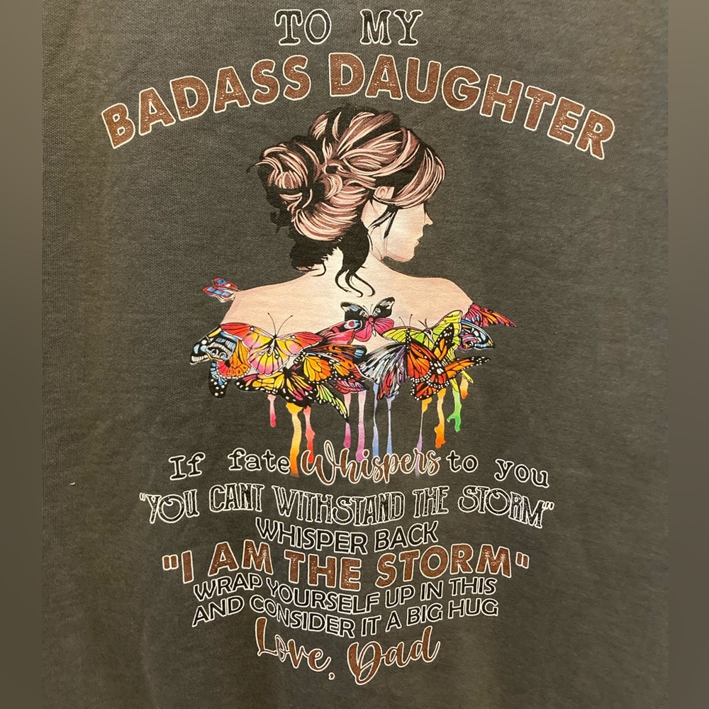 I Am The Storm Dad Daughter Butterfly Crewneck Sweatshirt Charcoal Relaxed MED